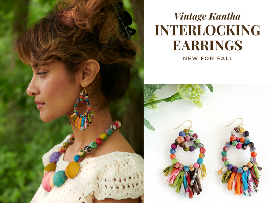 Vintage Kantha Interlocking Earrings