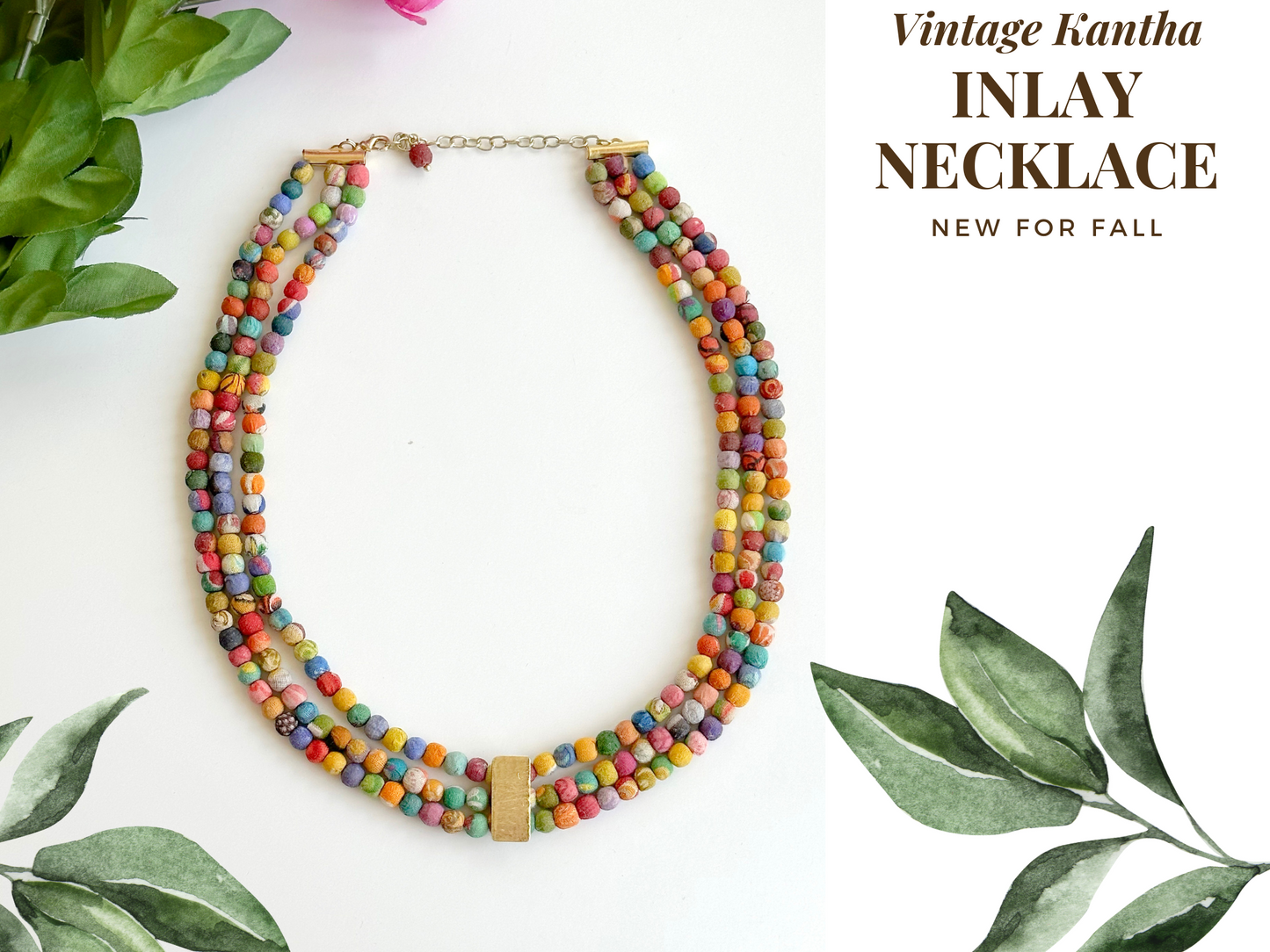 Vintage Kantha Inlay Necklace