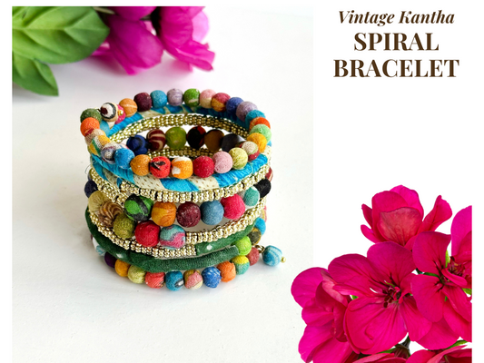Vintage Kantha Spiral Bracelet