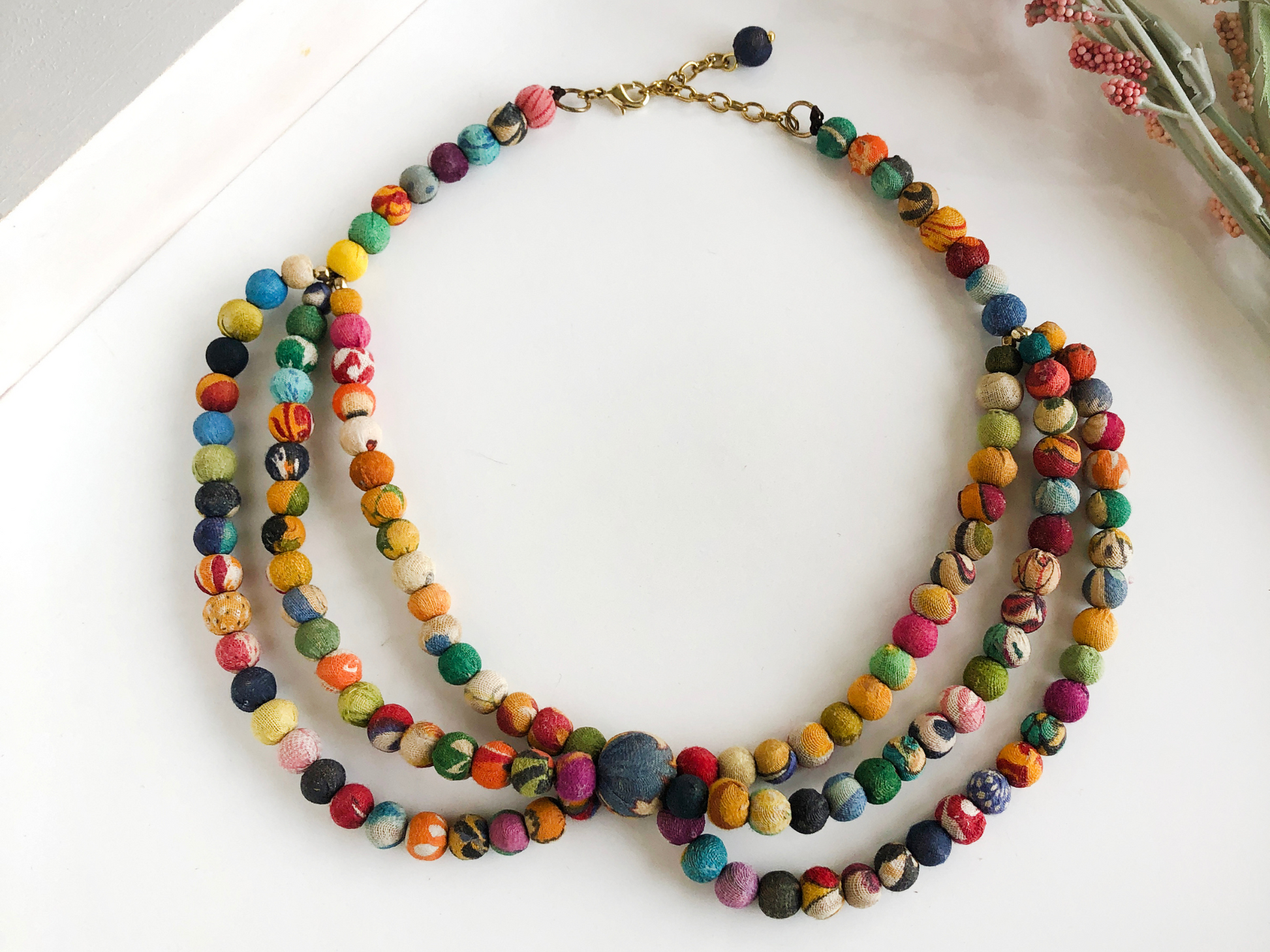 Vintage Kantha Poetry Necklace - KanthaCollection