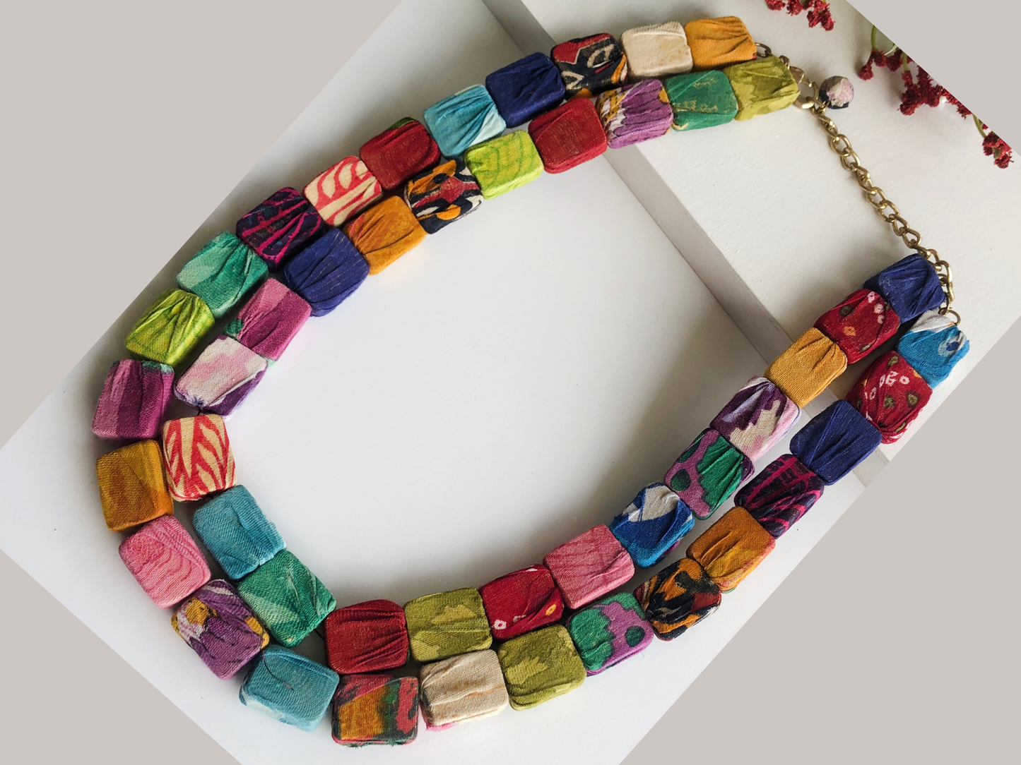 Vintage Kantha Cubic Necklace - KanthaCollection